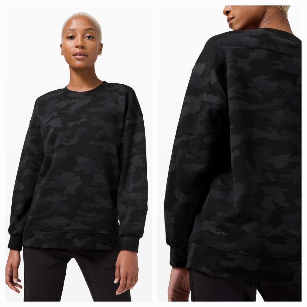 Lululemon Perfectly Oversized Crew Heritage 365 Camo Deep Coal Multi